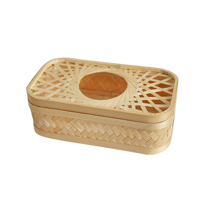Rectangular storage basket with woven structure