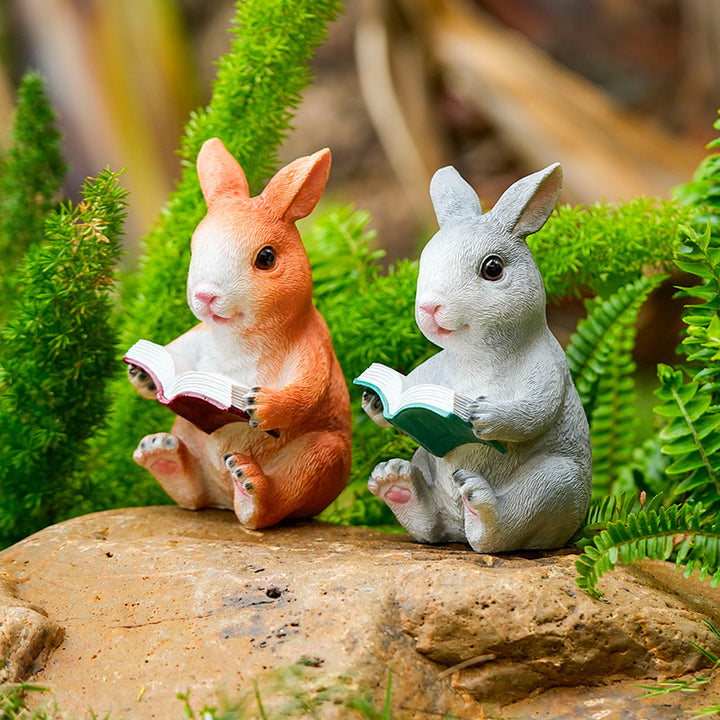 Adorable Reading Rabbit Figurine