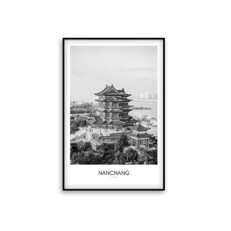Framed Black and White London Cityscape Art Print