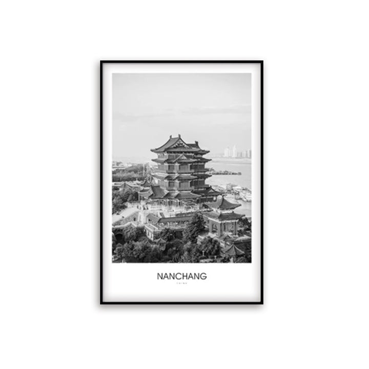 Framed Black and White London Cityscape Art Print