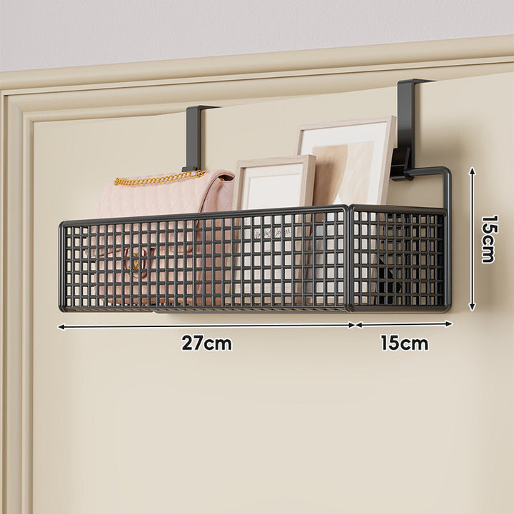 Over-Door Double-Tier Grid Hanging Storage Basket
