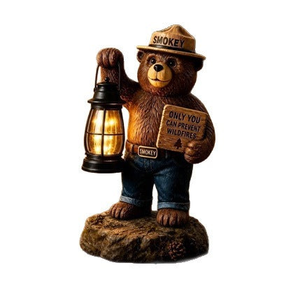 Decorative bear figurine with lantern