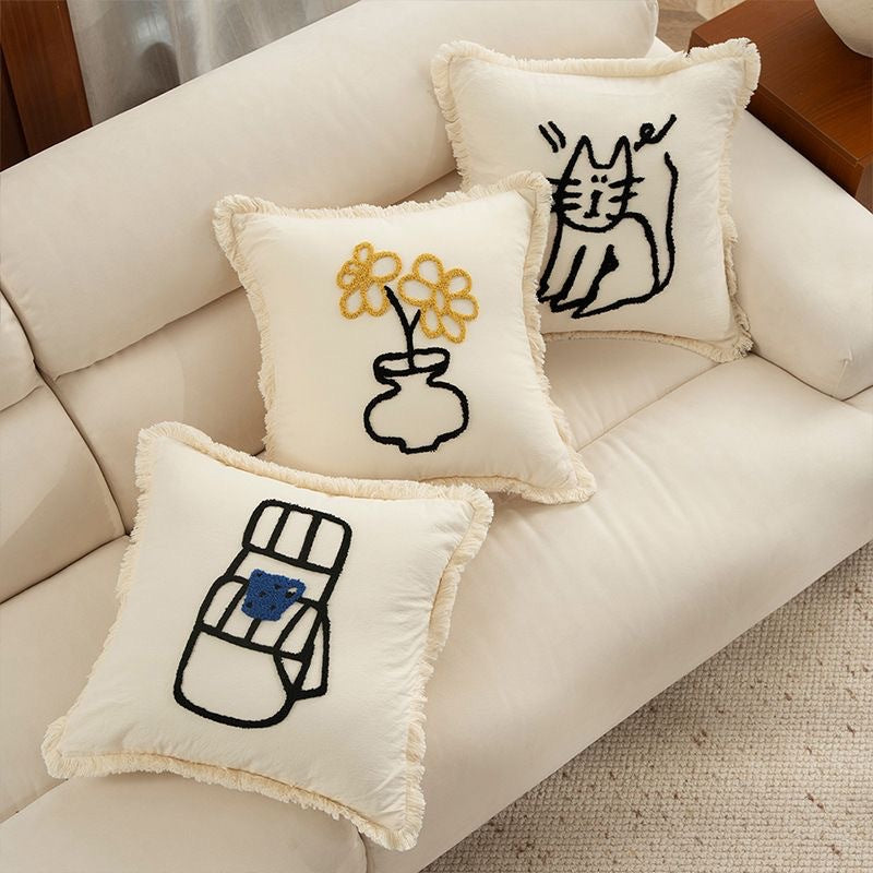 Artistic Table and Chairs Throw Pillow