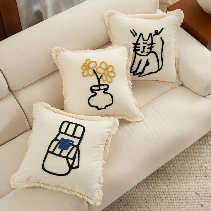 Artistic Table and Chairs Throw Pillow