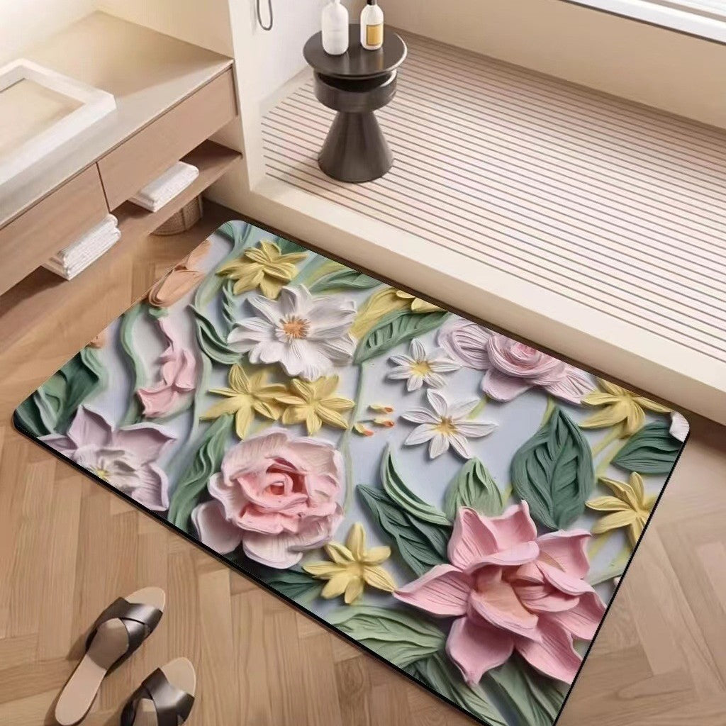 Luxury Textured Floral Bath Mat