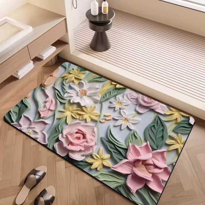 Luxury Textured Floral Bath Mat