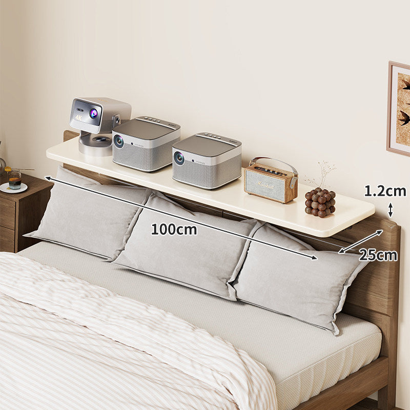 Headboard-Mounted Floating Bedside Shelf for Projectors and Devices
