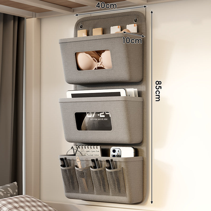 Hanging Fabric Wall Organizer with Bra Compartment and Multi-Pocket Storage