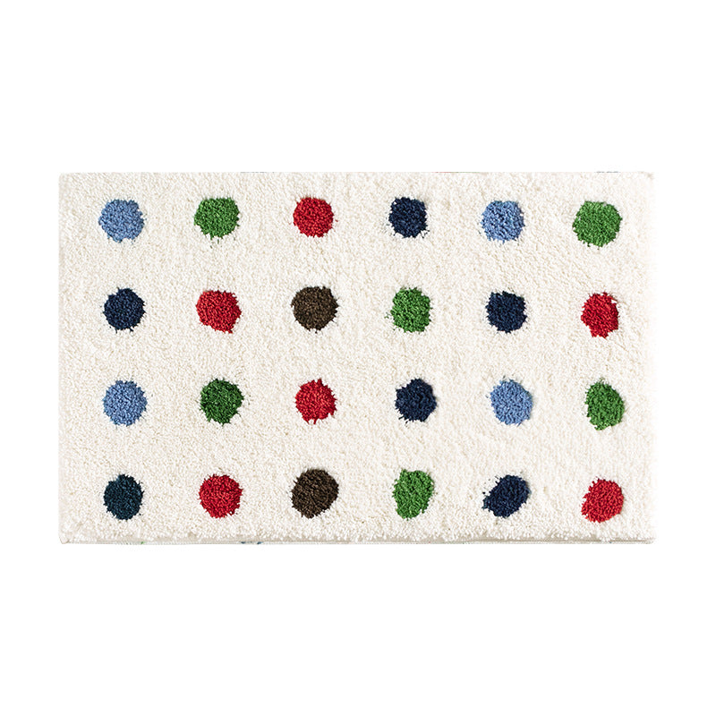 Modern striped bath mat with textured high pile and non-slip latex base
