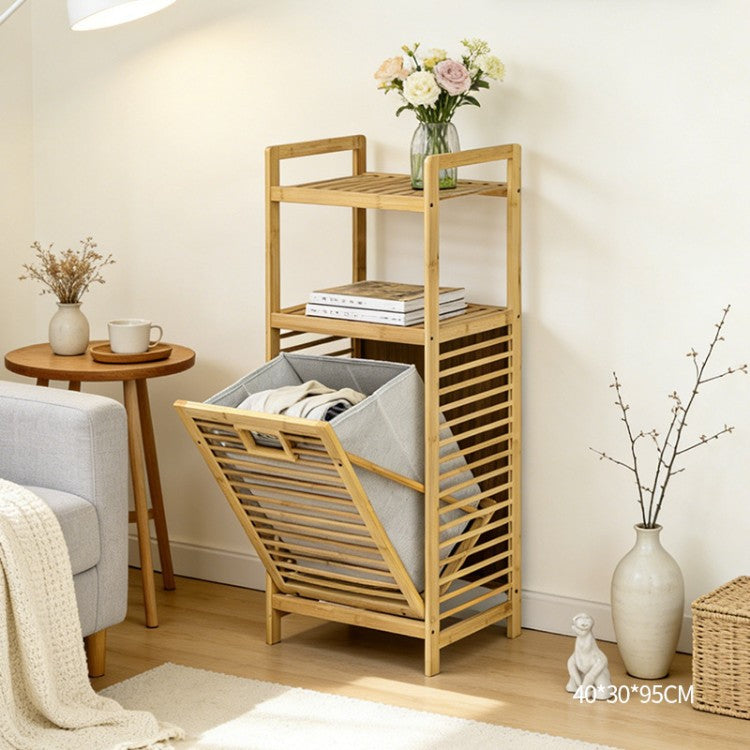 Laundry shelf with baskets
