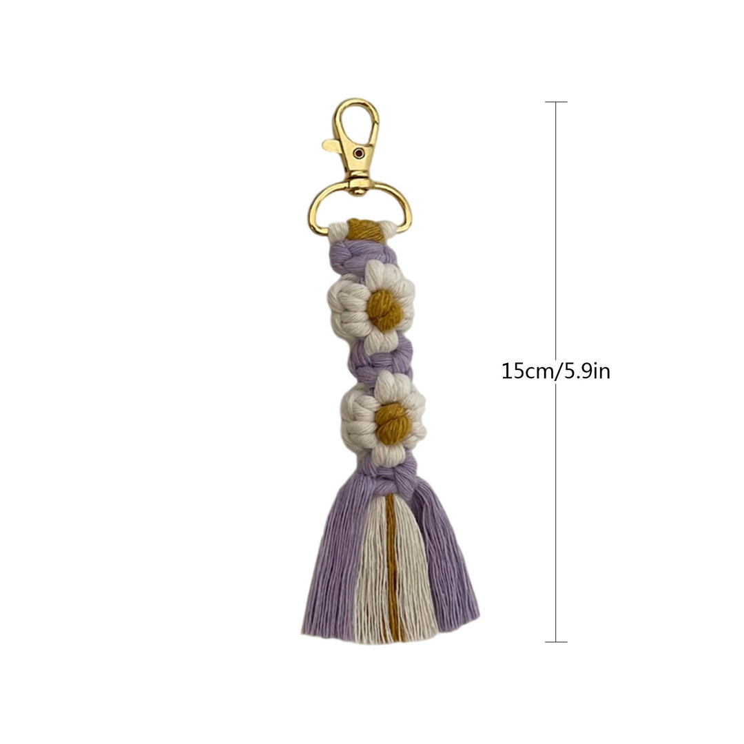 Macrame Keychain Strap with Floral Design