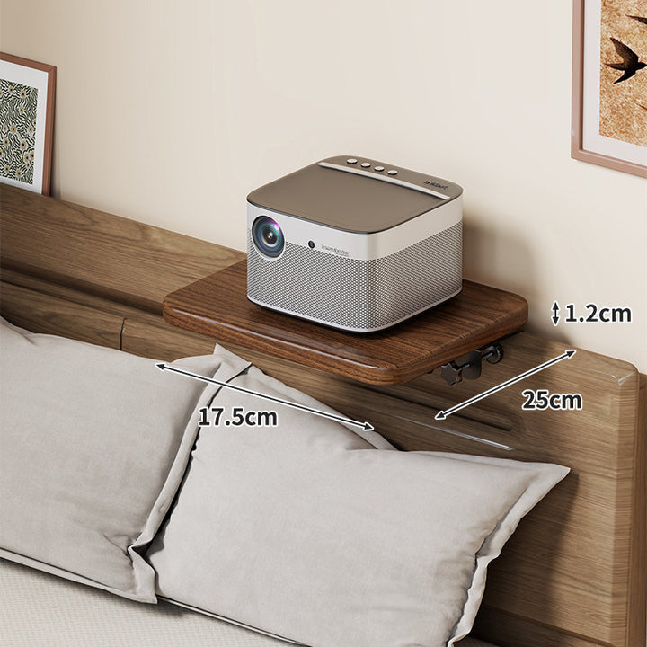 Headboard-Mounted Floating Bedside Shelf for Projectors and Devices