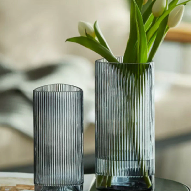 Stylish Vertical Striped Glass Vase