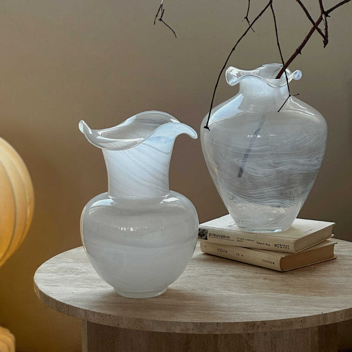 Decorative Hand-Blown Marbleized Glass Vase