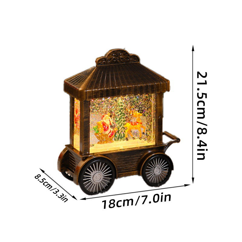 Decorative light lantern with snow globe