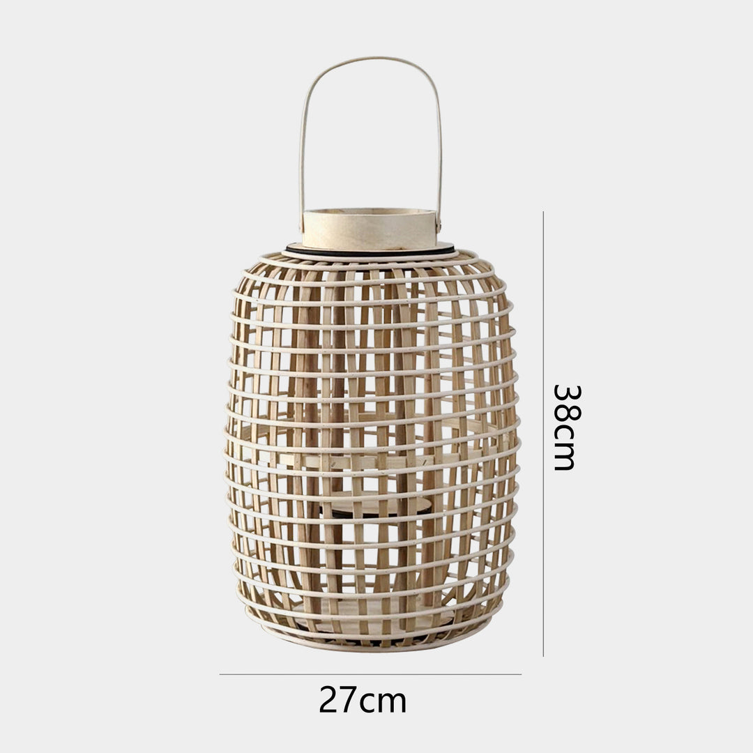 Rustic lantern made of woven material