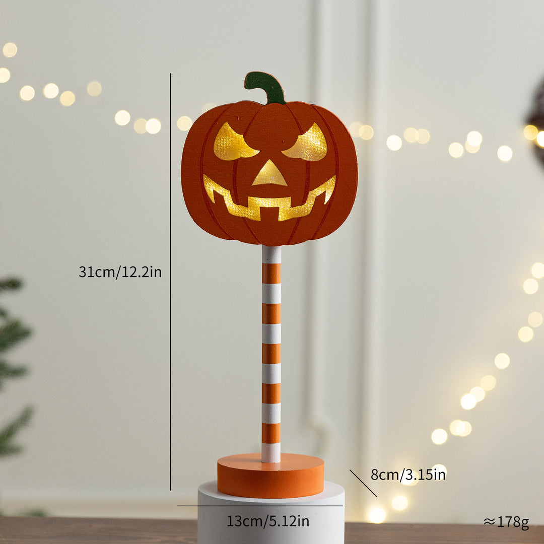 Day of the Dead LED Sugar Skull Table Accent Lamp on Striped Pole