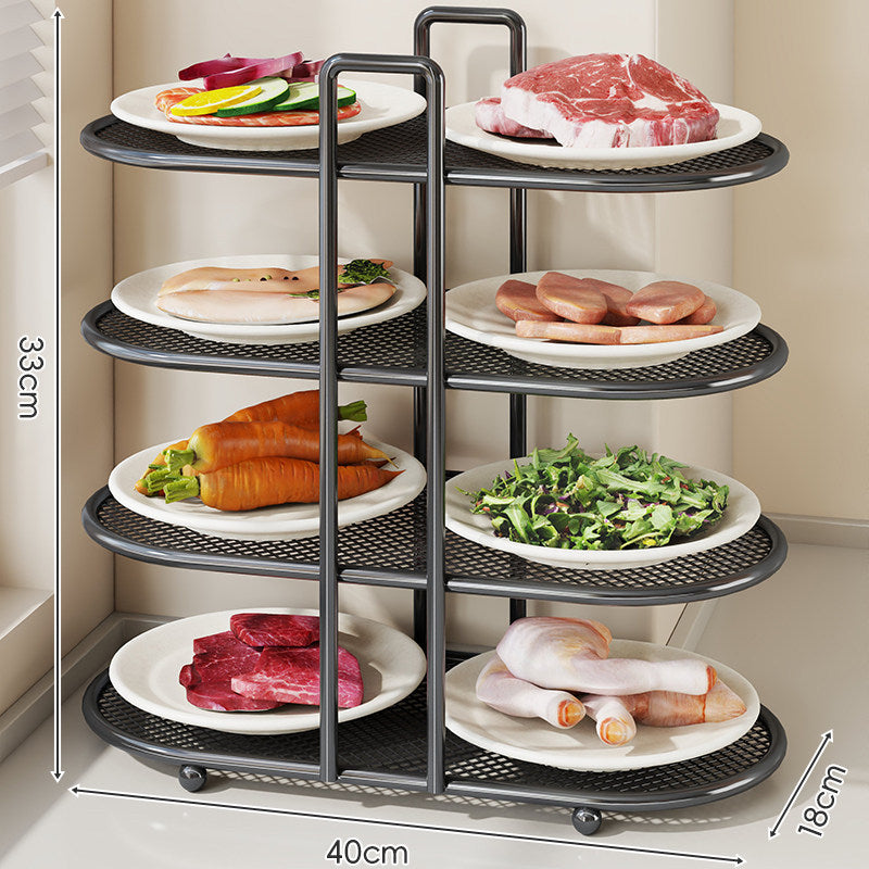 Tri-Level Oval Mesh Corner Countertop Pantry Organizer