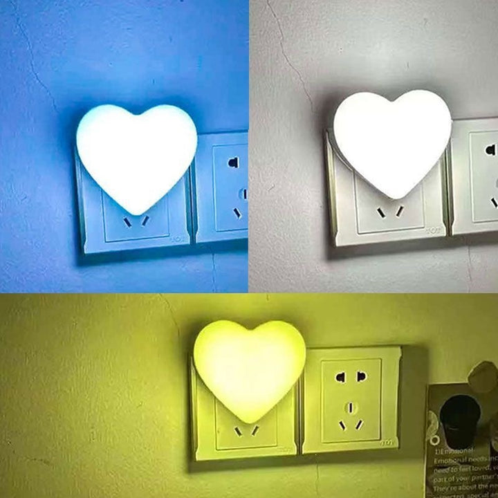 Heart-shaped plug-in ambient night light with soft LED lighting