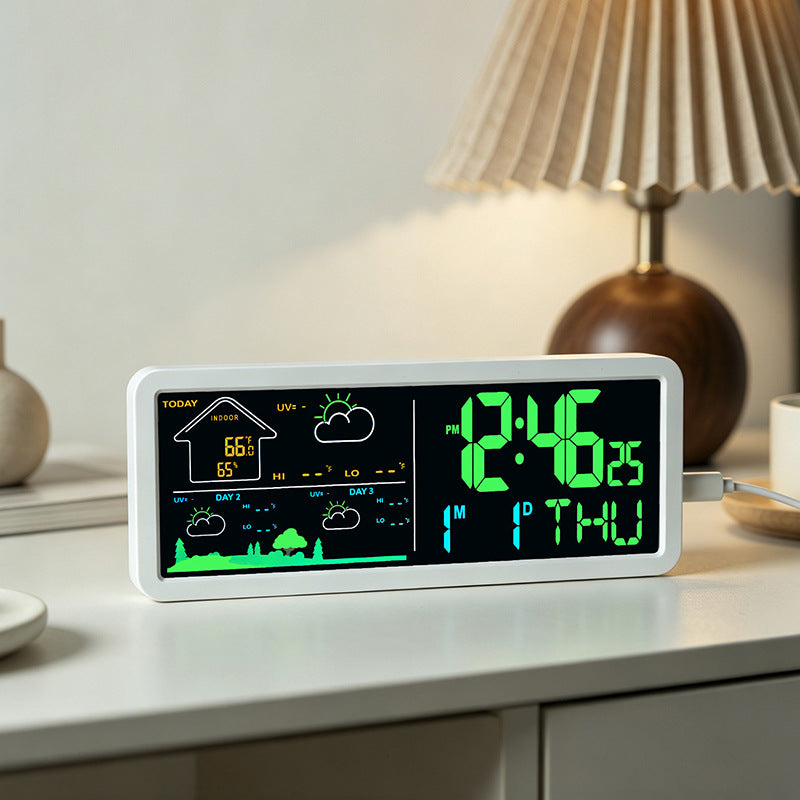 Digital weather and alarm clock with hygrometer