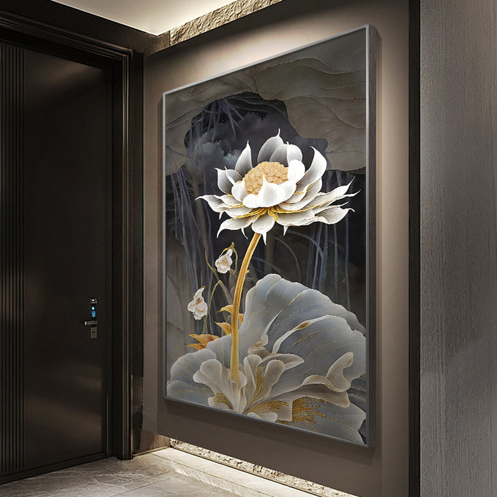 Elegant Lotus Flower Framed Art