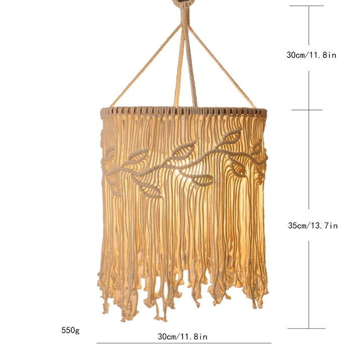 Macrame plant hanger with decorative fringes