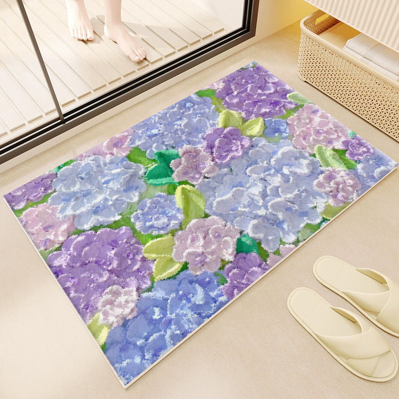 Floral Cloud-Patterned Bath Mat for Bathroom