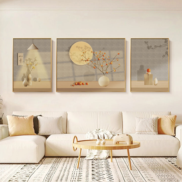 Elegant Botanical Framed Triptych Wall Art