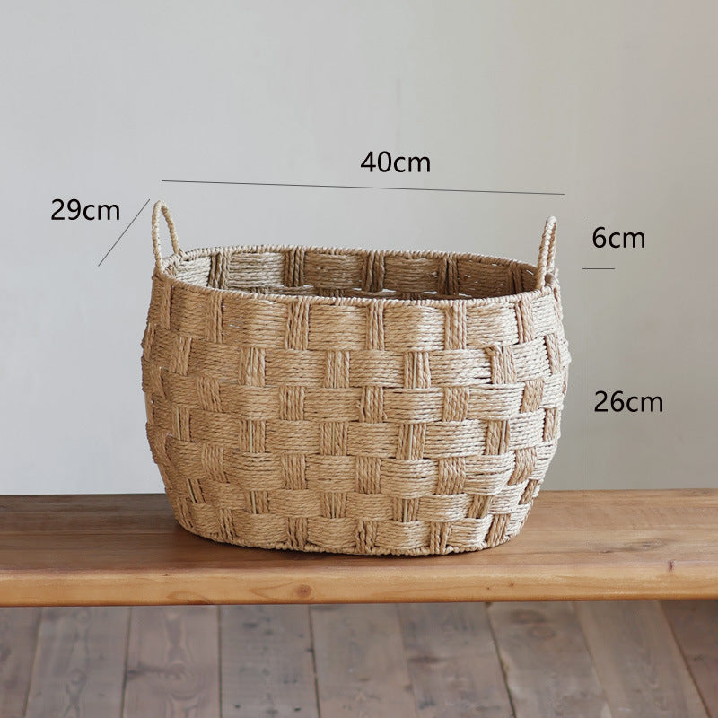Storage baskets made of woven natural material
