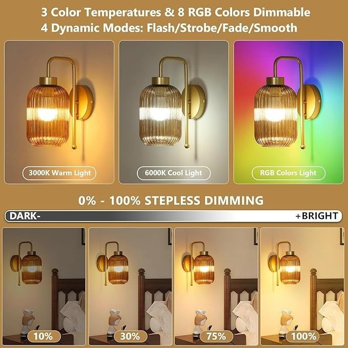 Contemporary ribbed glass wall lamp