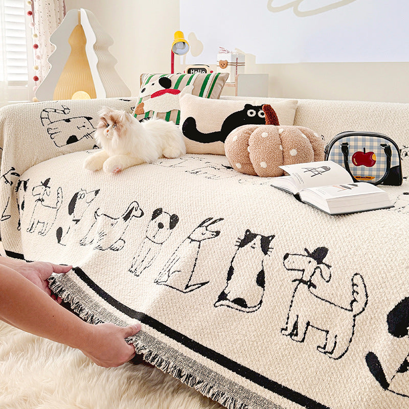 Decorative Pet-Themed Sofa Throw Blanket