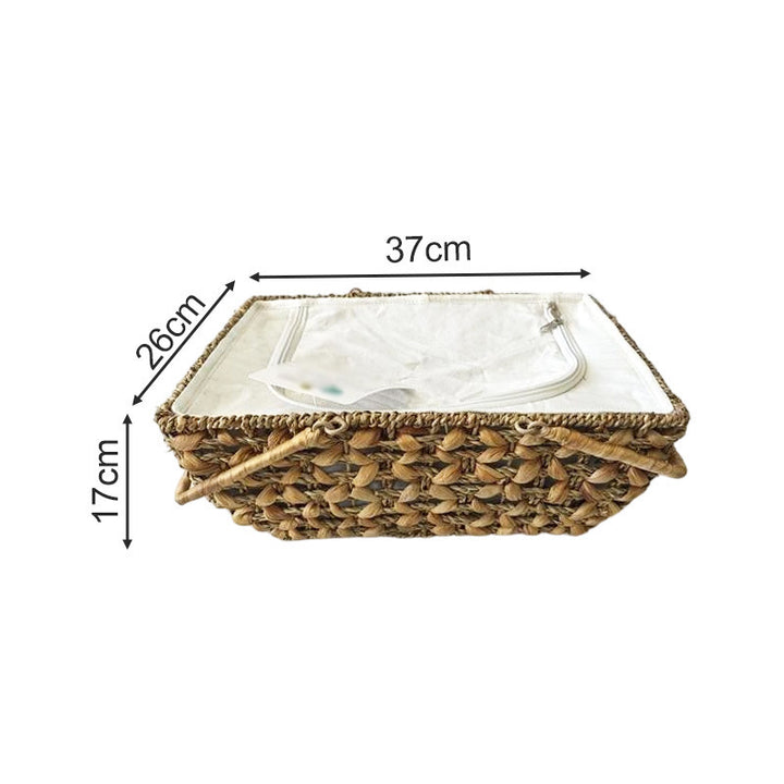 Decorative storage basket with removable cloth lid