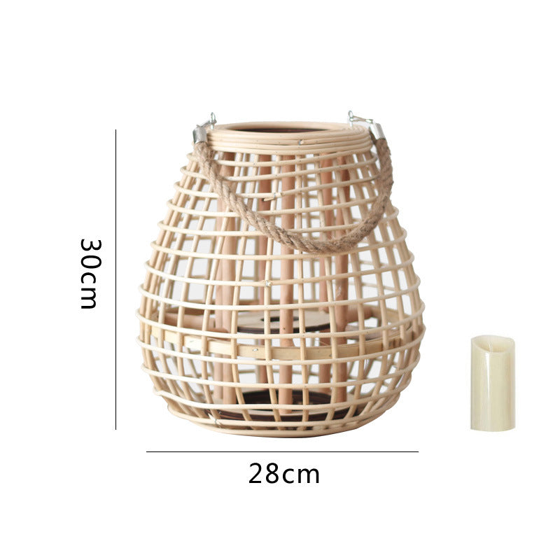 Decorative Rattan Lantern with Carry Handle