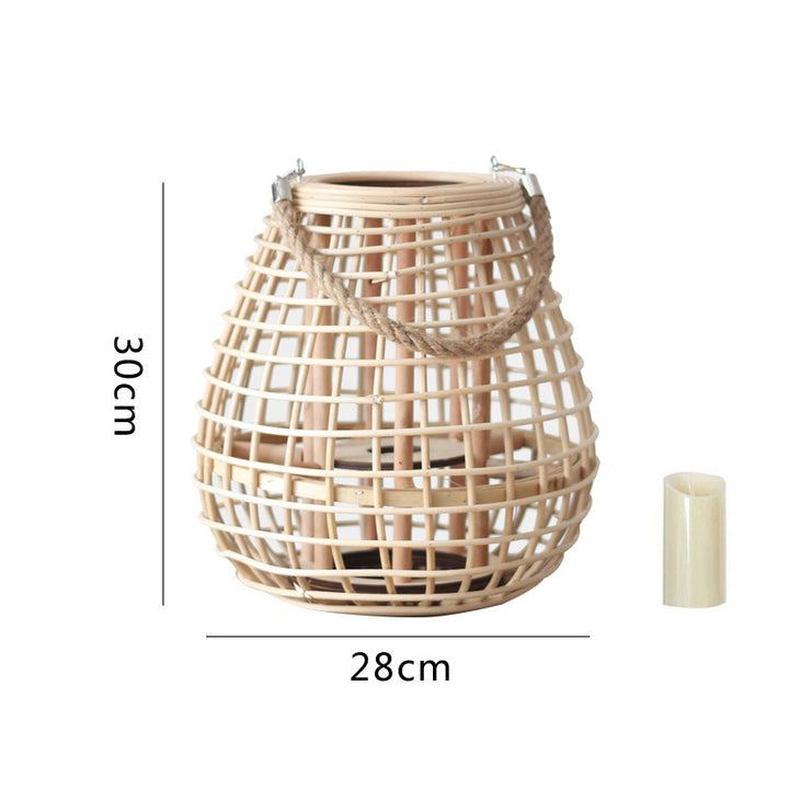 Decorative Rattan Lantern with Carry Handle