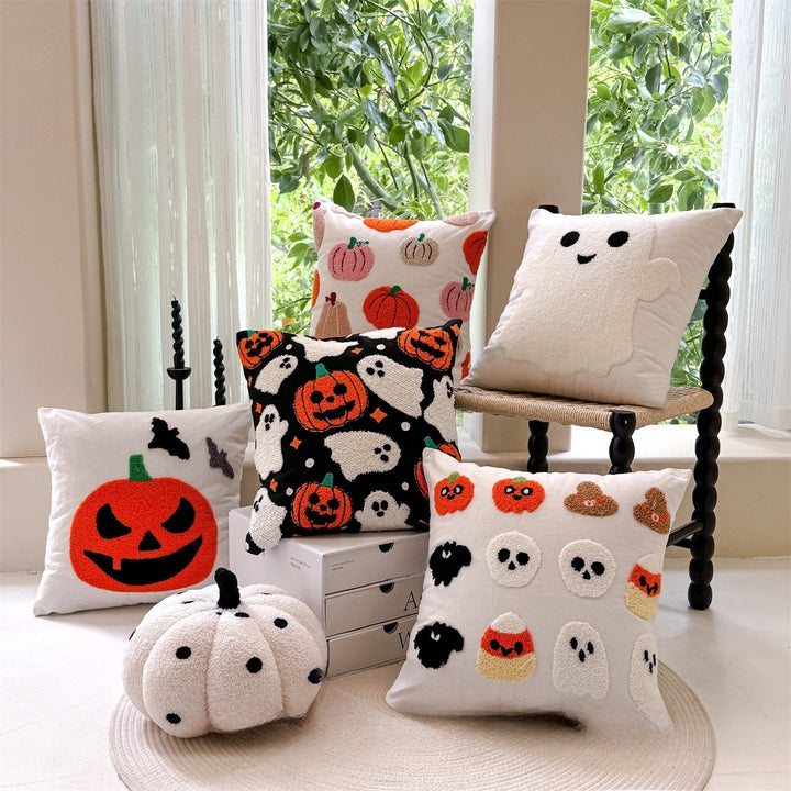 Playful Pumpkin-Themed Throw Pillow