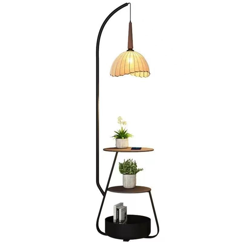 Modern floor lamp with integrated plant stand