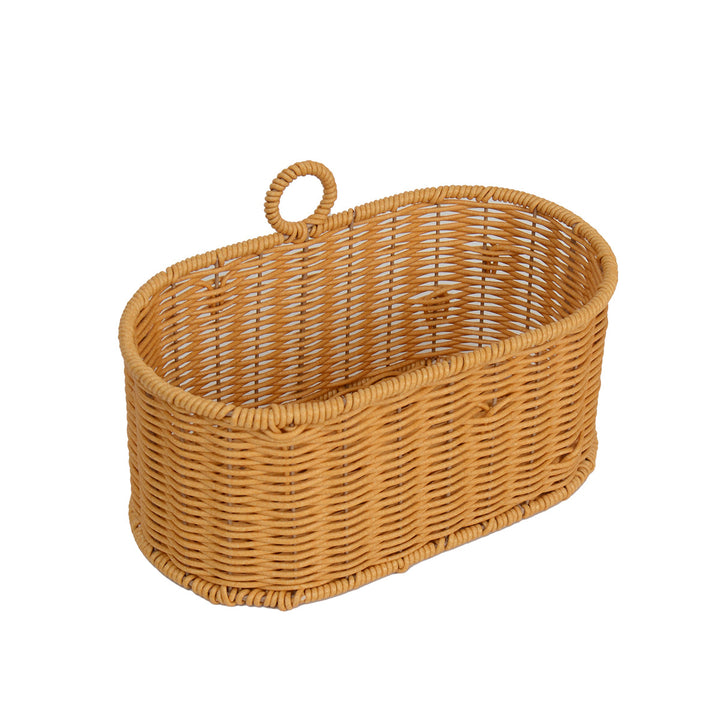Handwoven willow basket with animal motif