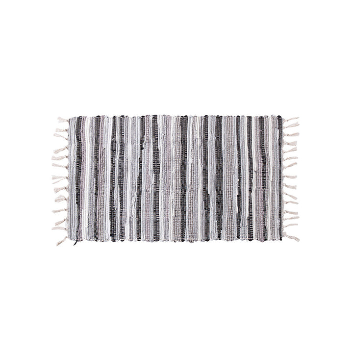 Handwoven cotton rug runner with fringes