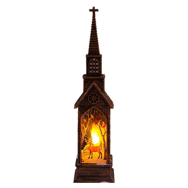 Nostalgic Christmas lantern with movable Santa motif