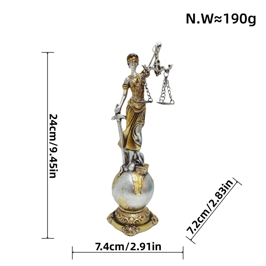 Elegant statue of Justitia in artistic details