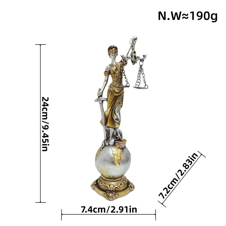 Elegant statue of Justitia in artistic details