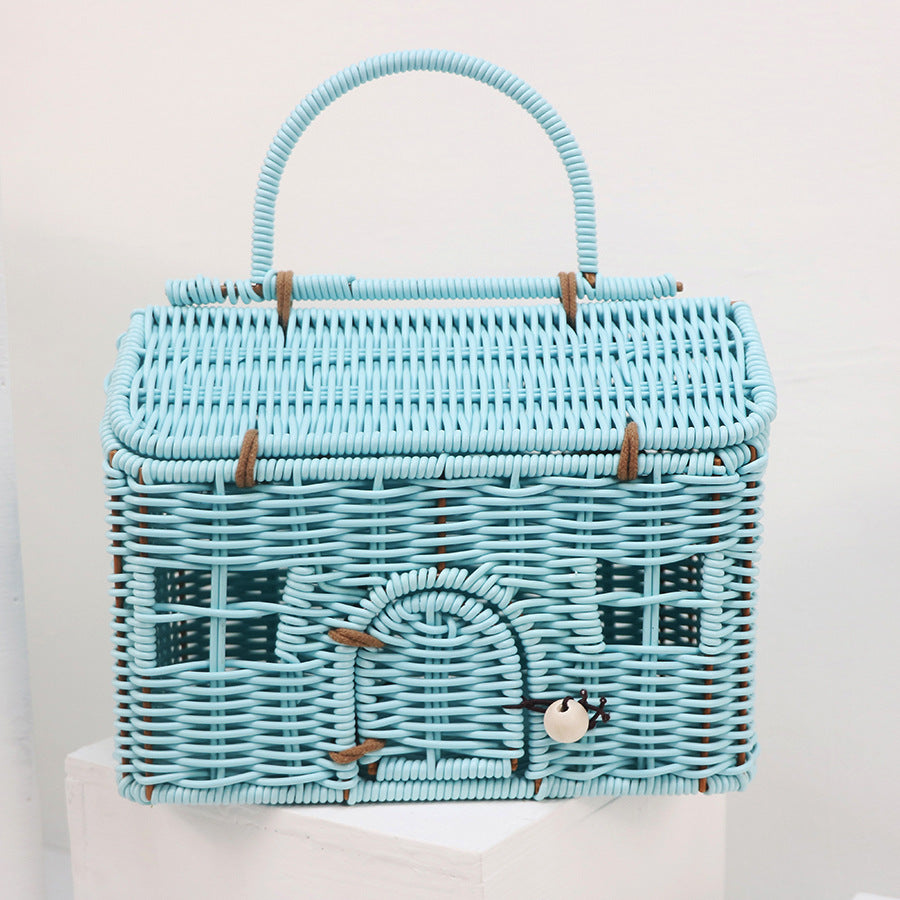 Handcrafted storage basket in the house design