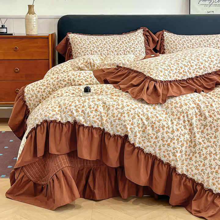 Floral Ruffled Bedding Set