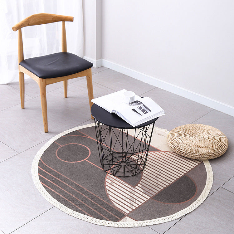 Round Decorative Living Room Carpet with Modern Geometric Pattern
