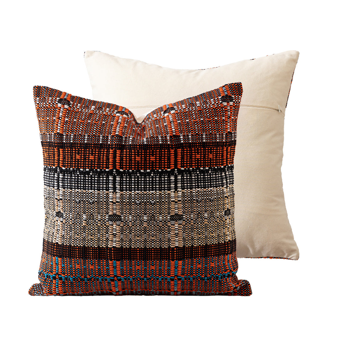 Woven Reversible Ethno Cushion Cover with Textured Surface and Concealed Zipper