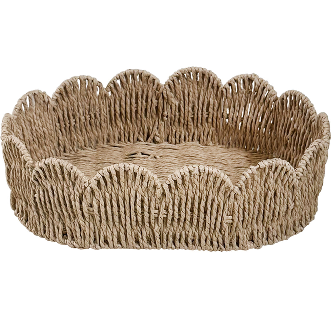 Decorative hand-woven storage basket