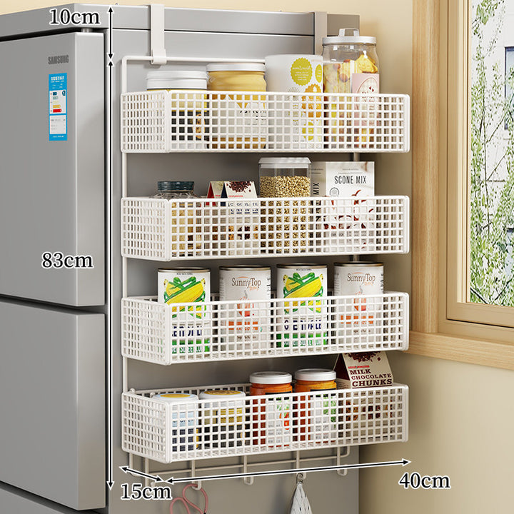 Over-Door Two Tier Metal Mesh Hanging Kitchen Storage Basket Organizer with Hooks