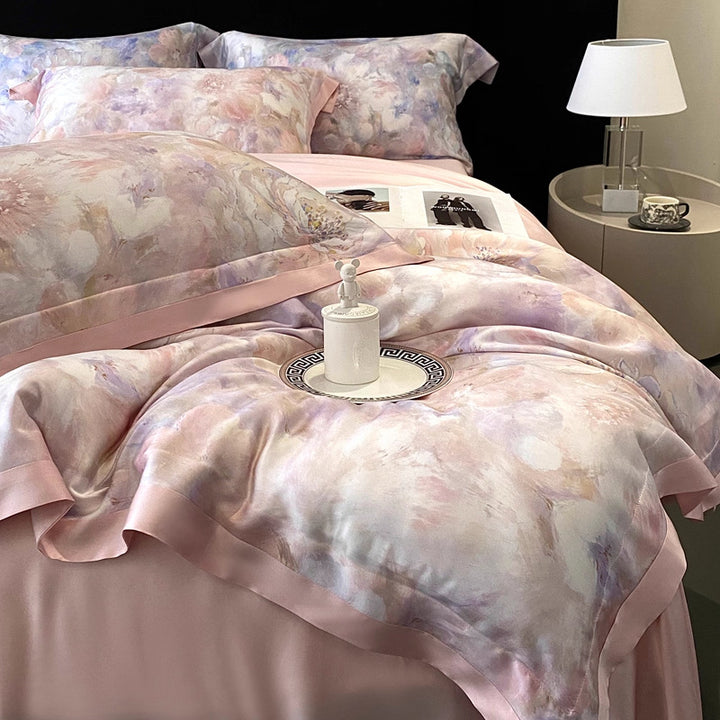 Decorative Luxury Floral Satin Duvet Cover Set Avarnia