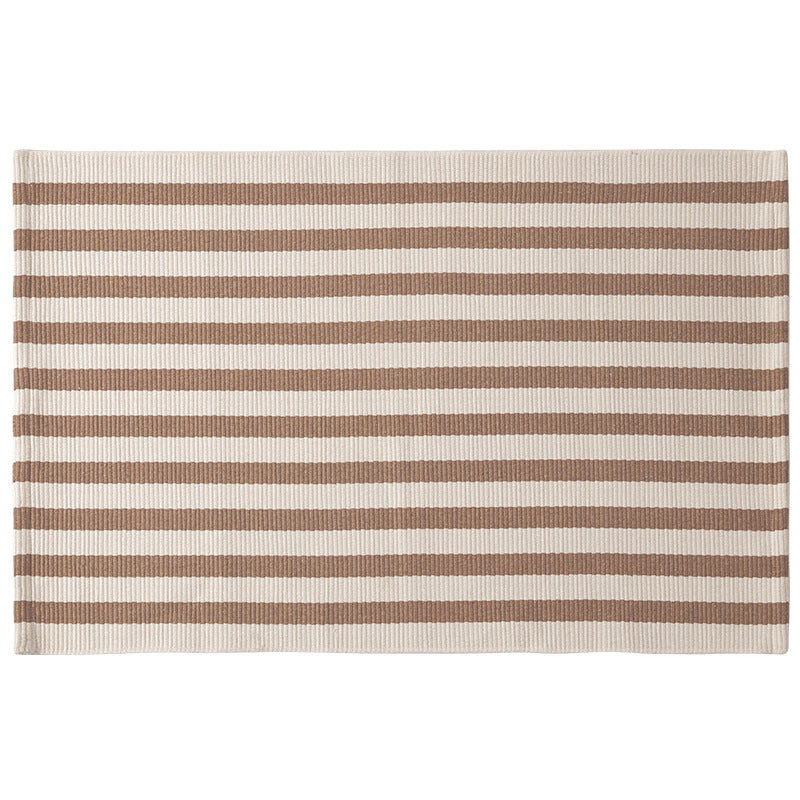 Flat woven runner for living and dining room with modern stripe pattern