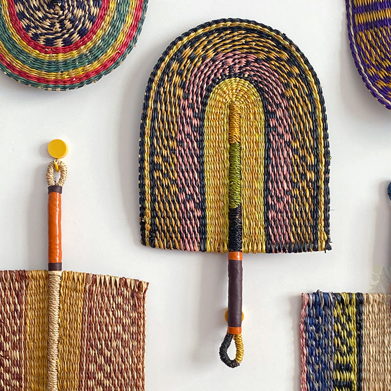 Handcrafted fan made of woven seagrass